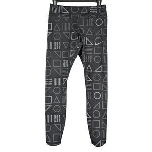 Nike Dri-Fit Leggings Black Power Epic Lux Womens Small Reflective Print Running